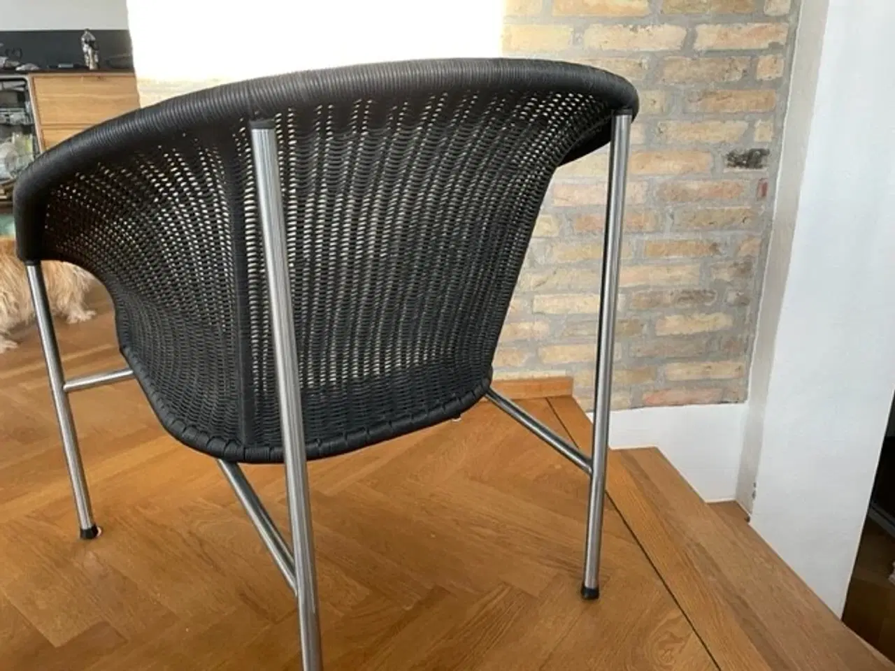 Billede 4 - Lænestol, flet m. læderpude