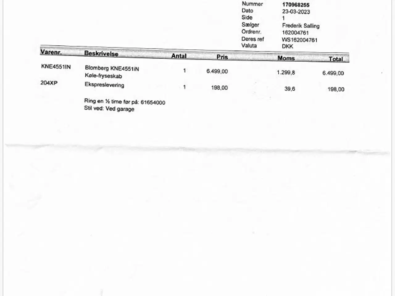 Billede 4 - Køle-/fryseskab. Afhentes snarest.