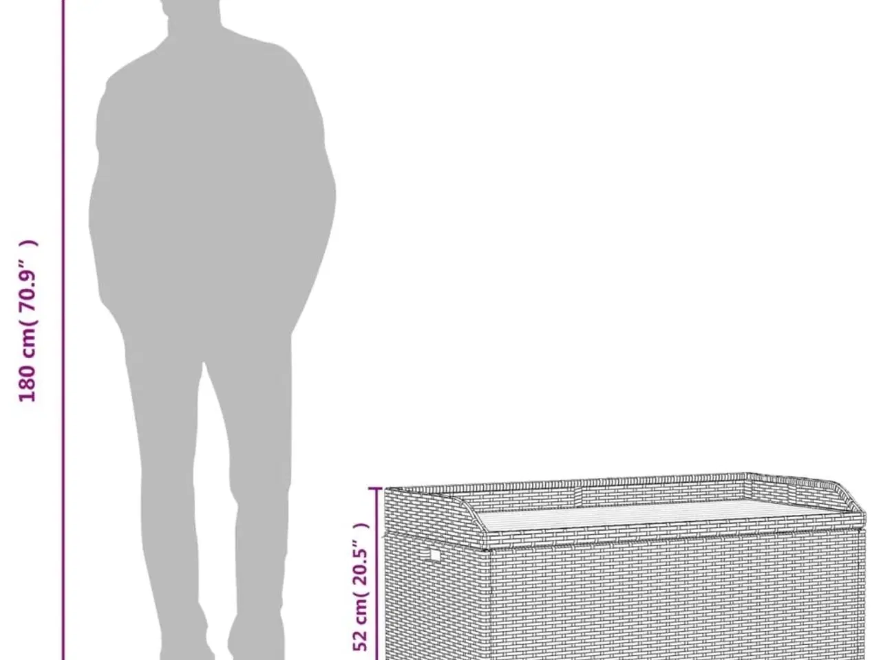 Billede 10 - Opbevaringsbænk 100x50x52 cm polyrattan og akacietræ sort