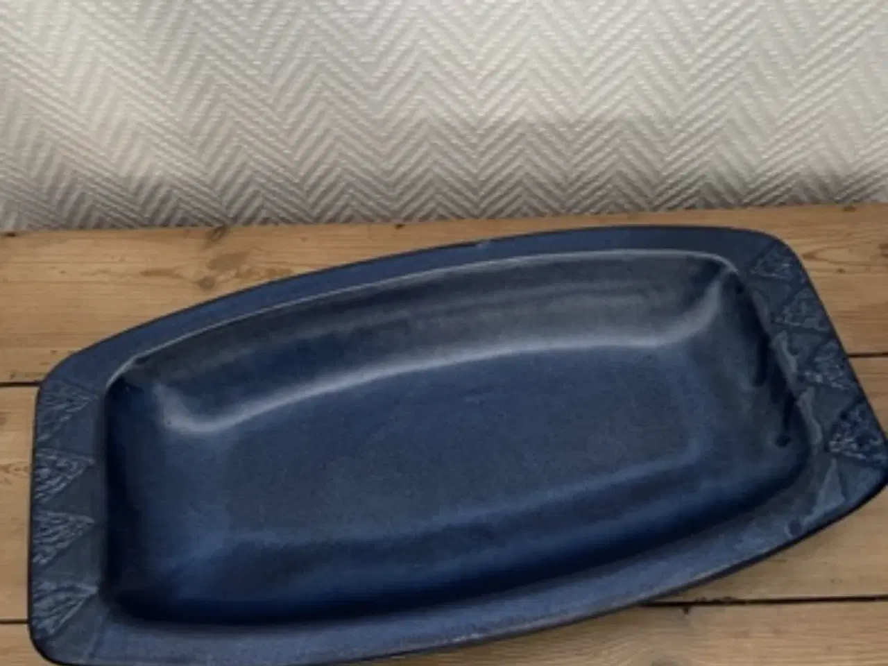 Billede 1 - Blåt aflangt fad 