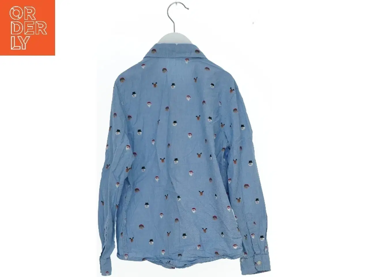 Billede 2 - Blå skjorte med julemotiver fra H&M (str. 128)