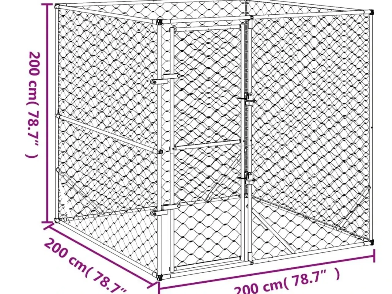 Billede 5 - Udendørs hundegård 2x2x2 m galvaniseret stål sølvfarvet