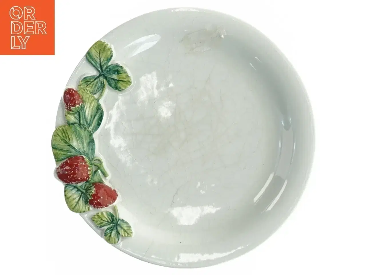 Billede 1 - Dekorativ keramiktallerken med jordbær (str. Diameter 21 cm)