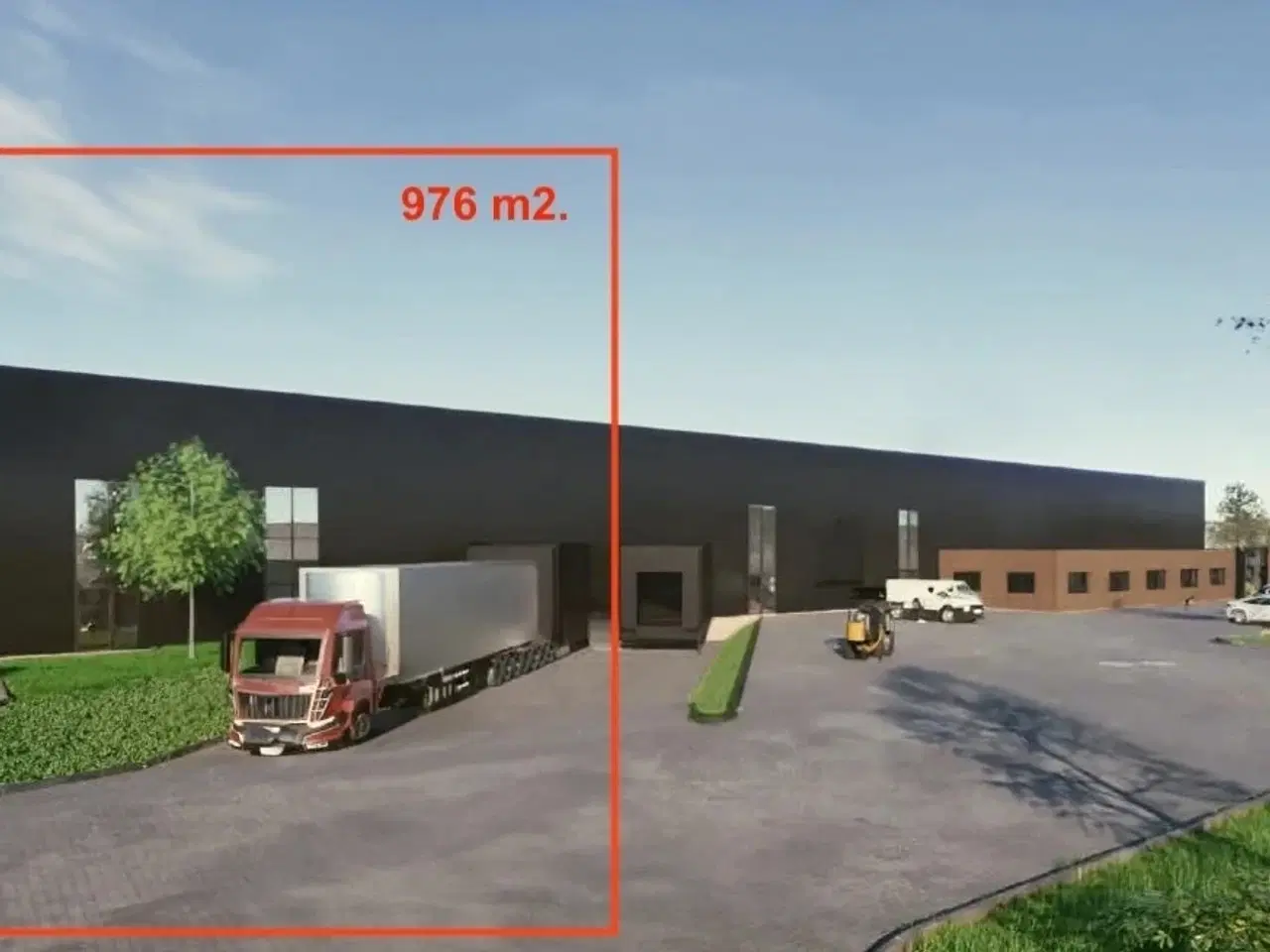 Billede 1 - 976 m2. stort nybygget lager i 5500 Middelfart – centralt placeret. 2 min. fra motorvejen.