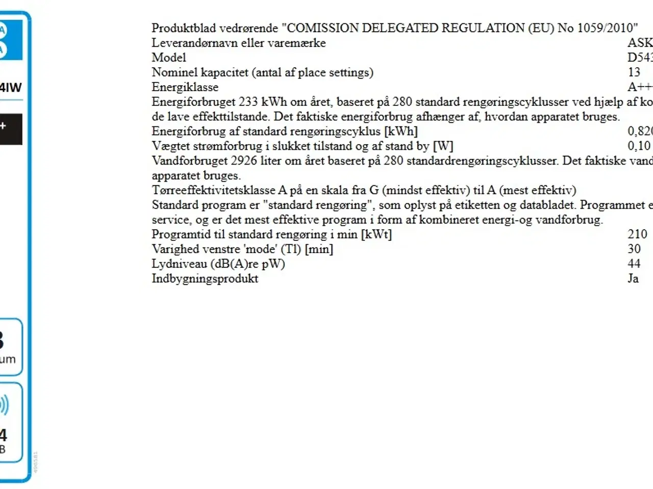 Billede 6 - Asko D54364IW  Brugt