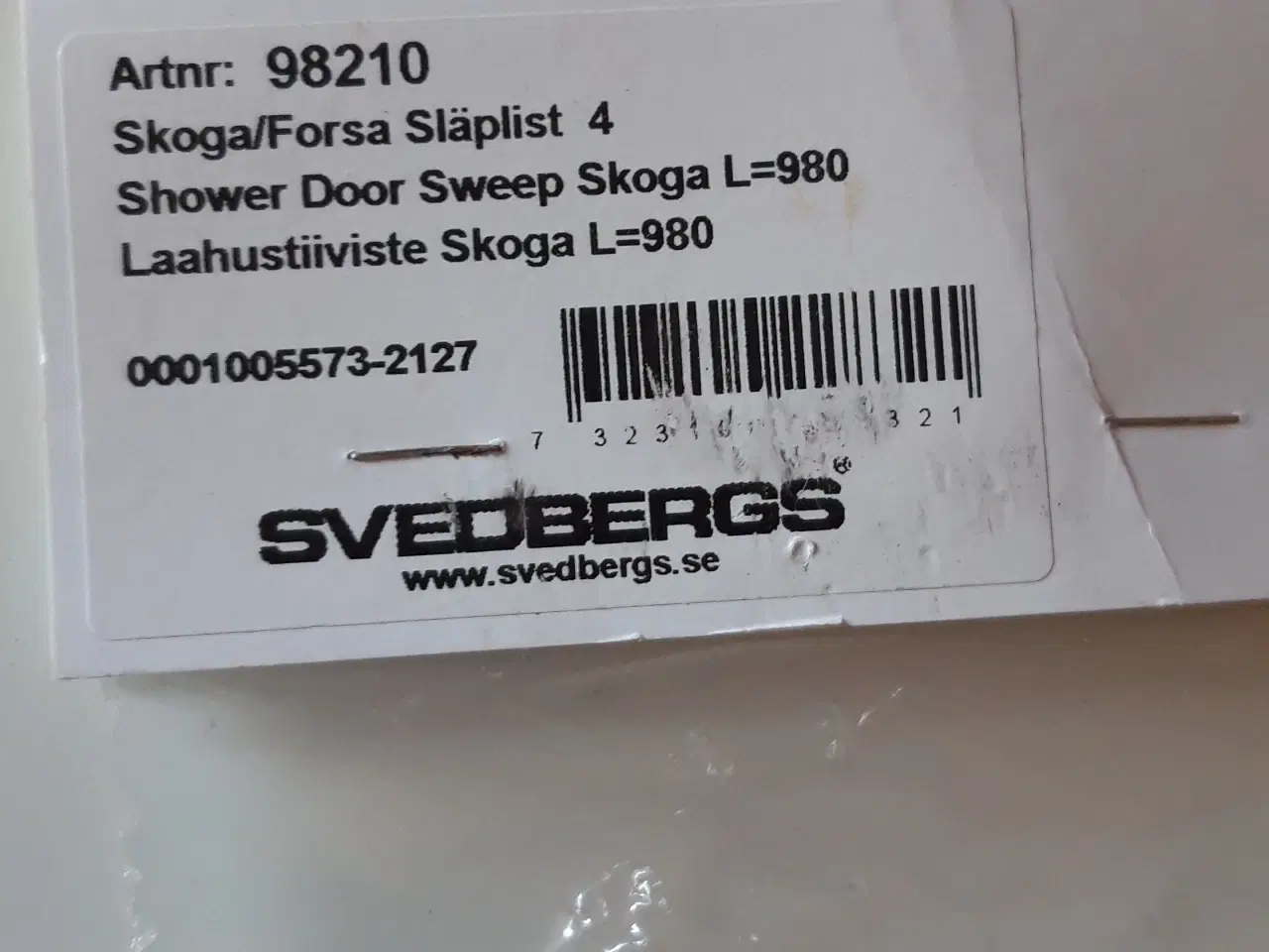 Billede 1 - Gummilister til Svedberg brusehjørne.
