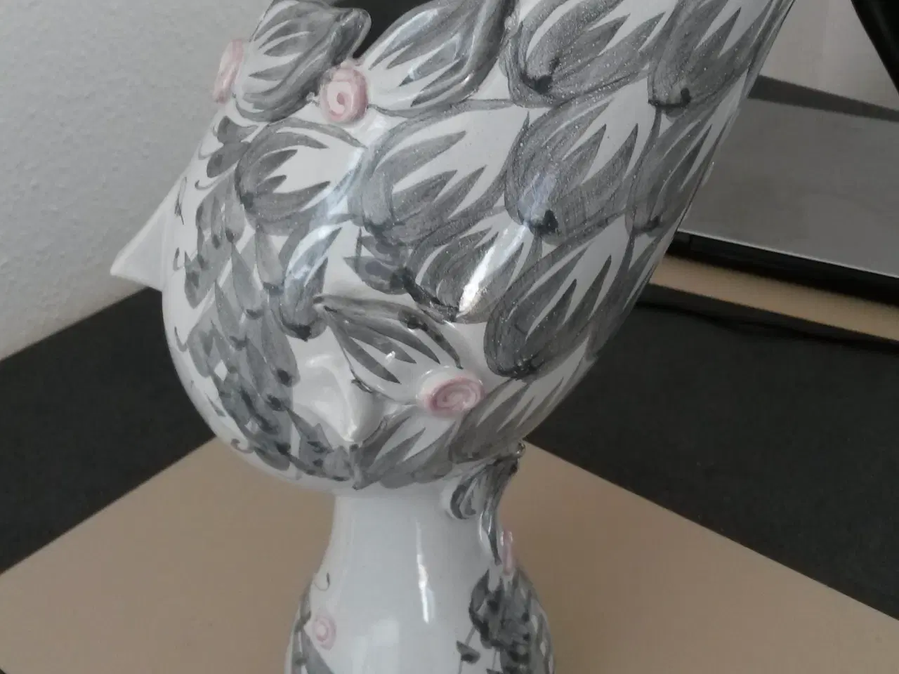 Billede 4 - bjørn wiinblad opsat-vase højde 44cm i grø og rosa