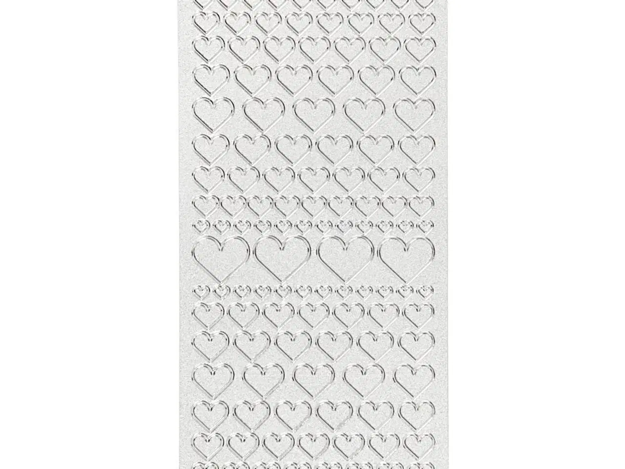 Billede 1 - Sølv Hjerte-Stickers - 10x23 cm, 1 ark