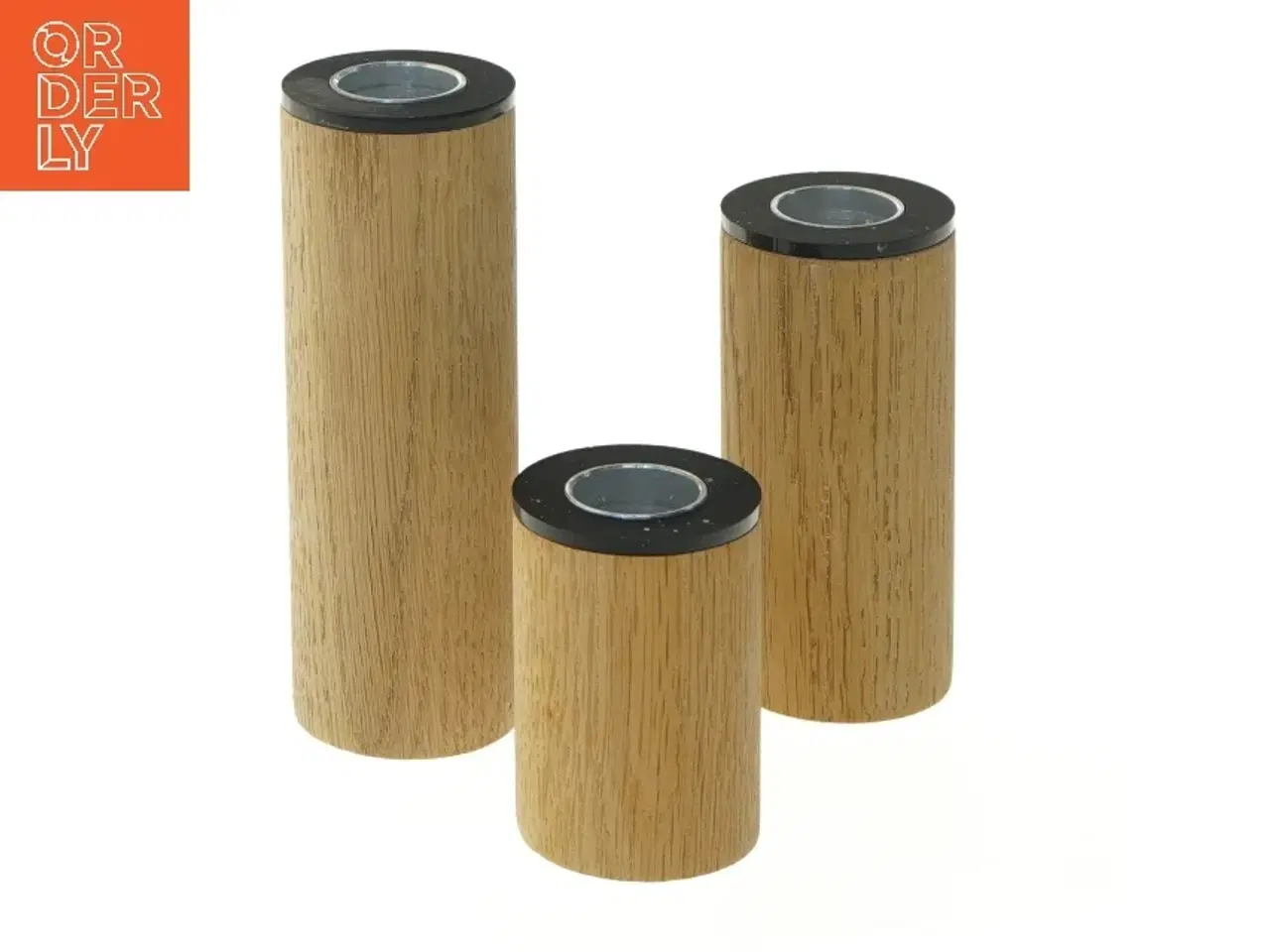 Billede 1 - Træ lysestager fra Applicata (str. 12,5 & 9,5 & 6,5 cm)