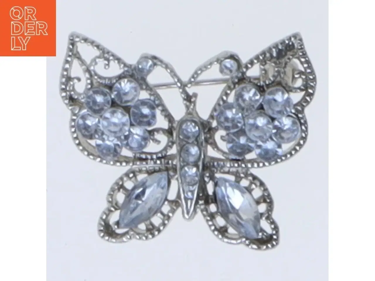Billede 1 - Sommerfugle broche med rhinsten (str. 3 cm)