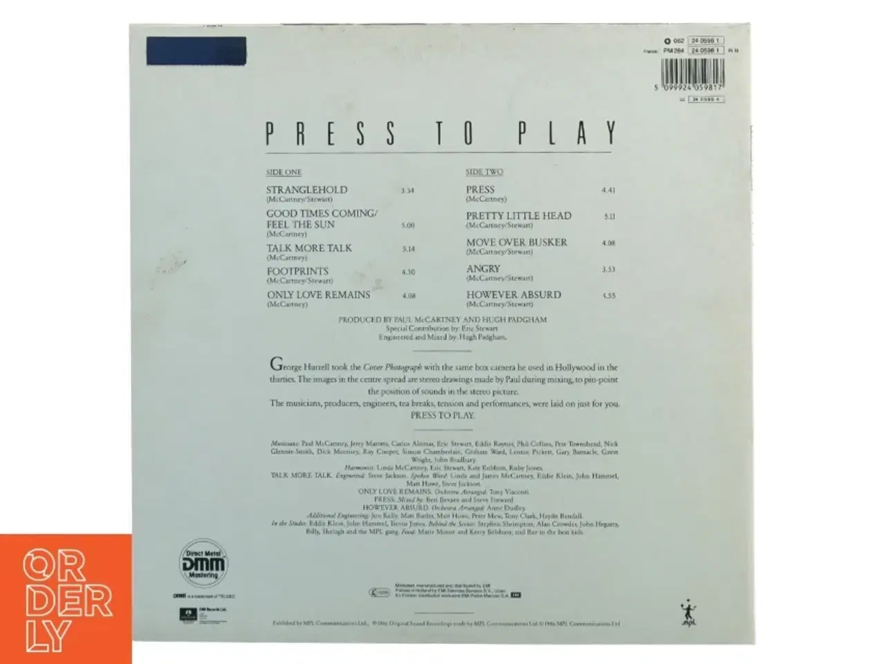 Billede 5 - Paul McCartney  &#39;Press to Play&#39; LP fra Parlophone (str. 31 x 31 cm)