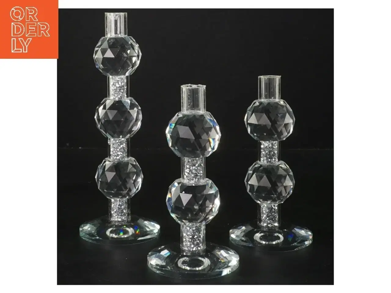 Billede 1 - Krystal lysestager (str. 19,5 & 14 & 14 cm)