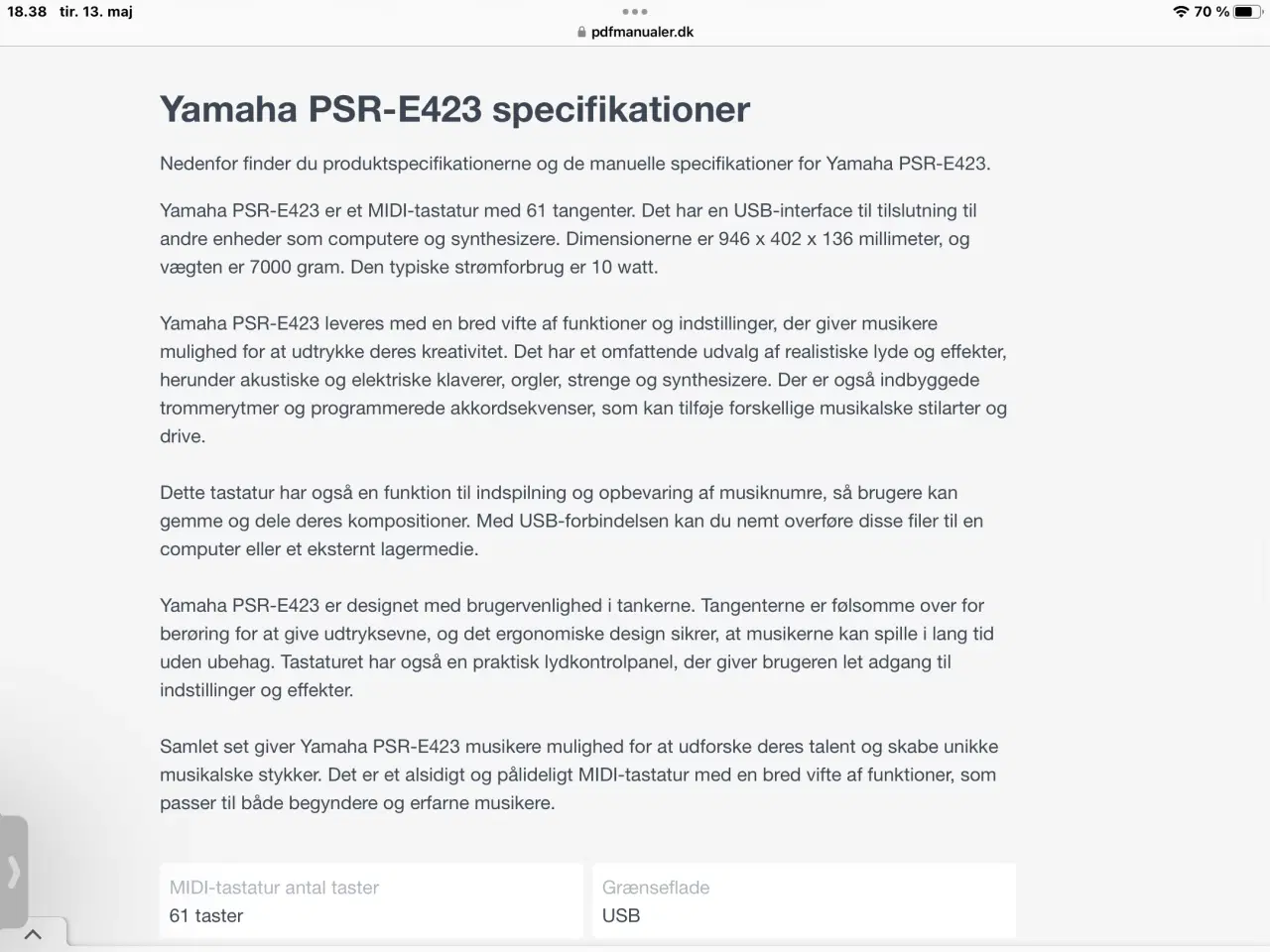 Billede 3 - Keyboard  Yamaha PSR E423  *SOM NYT*