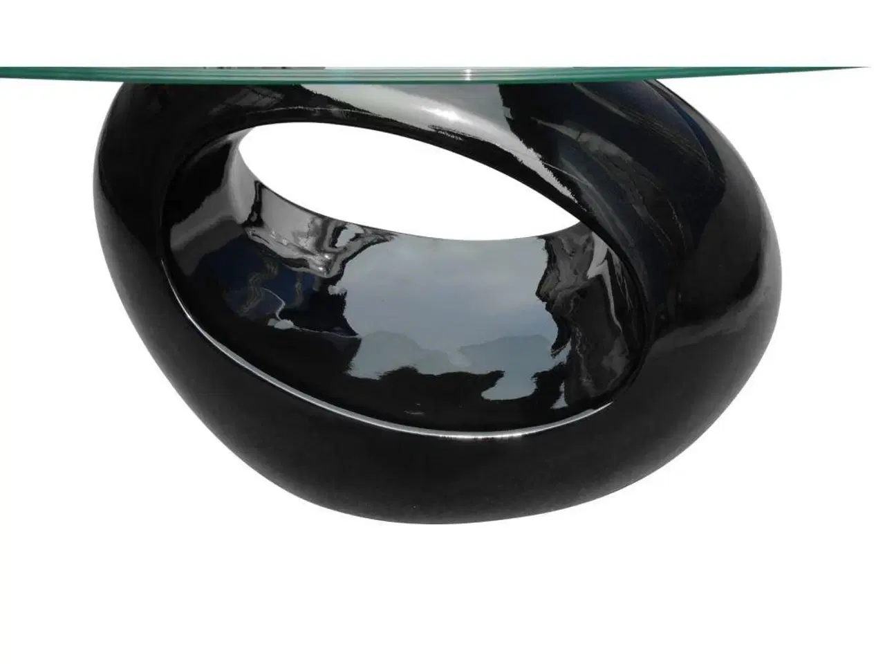 Billede 4 - Sofabord med oval bordplade i glas højglans sort