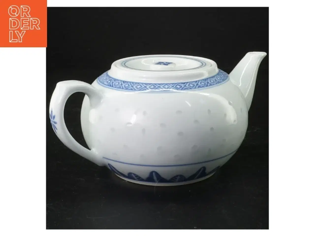 Billede 1 - Porcelænsteapot med blåt mønster (str. Ø 14 cm)