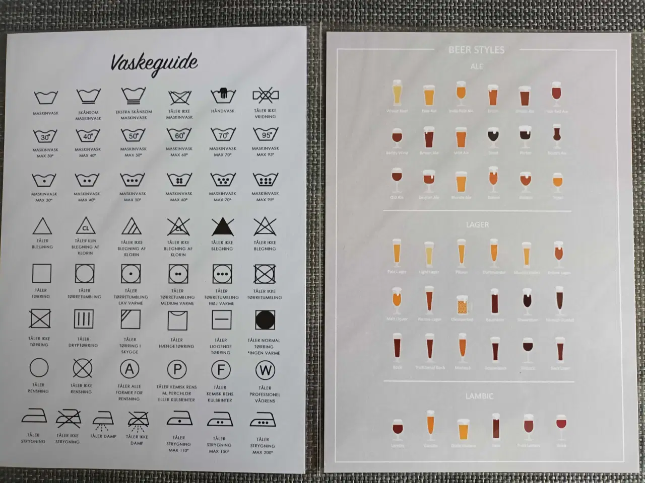 Billede 1 - 2 fine plakater i A5 - beerstyles og Vaskeguide