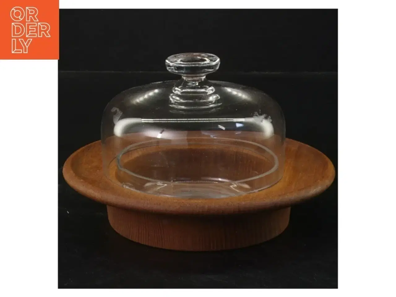 Billede 2 - Vintage Teak Glas klokke (str. Ø 18x10 cm)