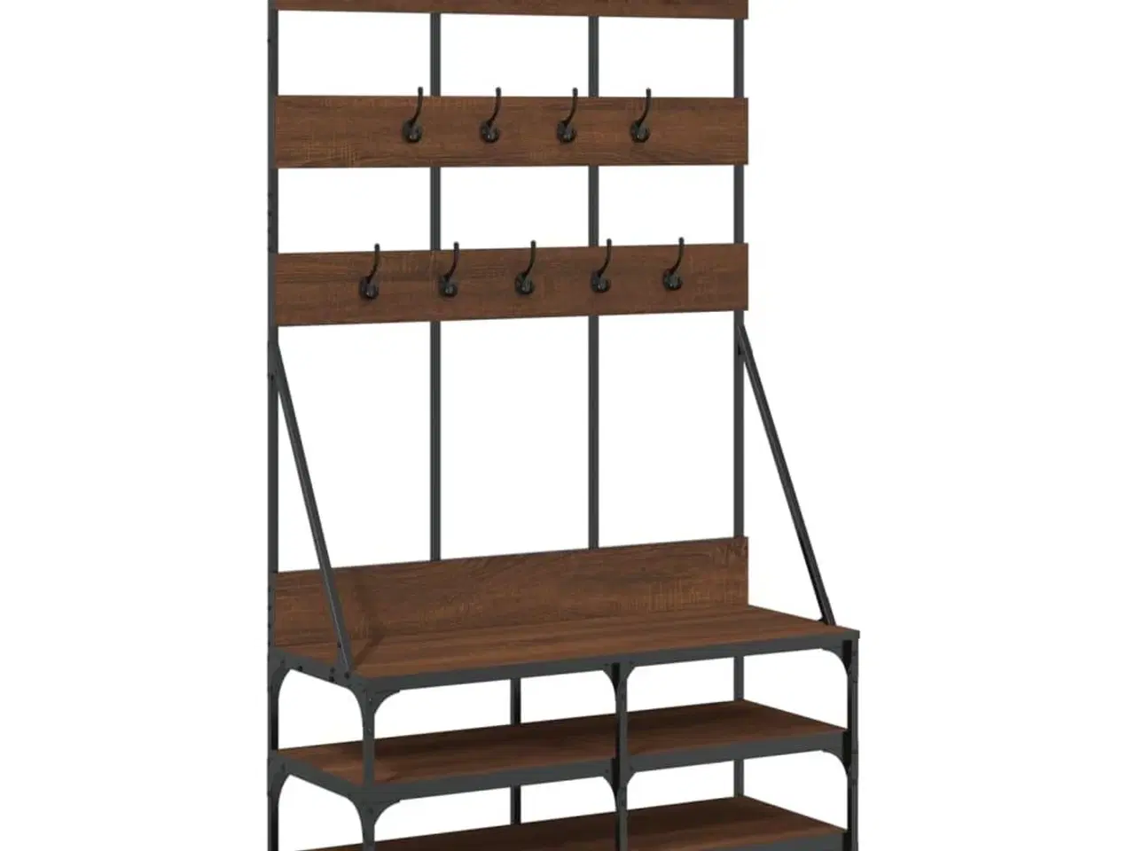 Billede 2 - Tøjstativ med skoopbevaring 100x40x184 cm brun egetræsfarve