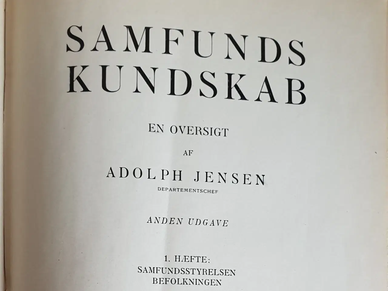 Billede 1 - Departementschef Adolf Jensen: Samfundskundskab