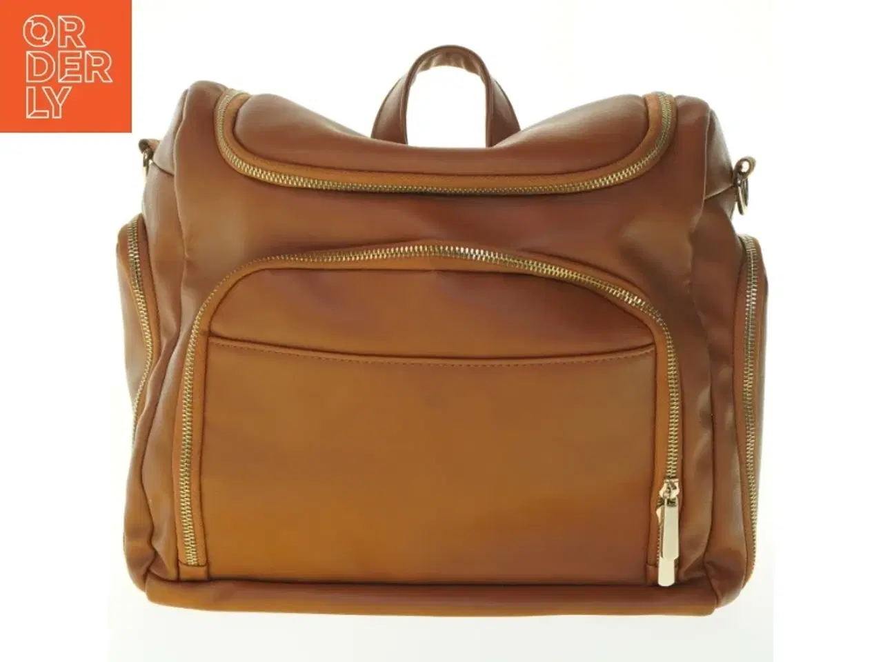 Billede 1 - Tan pusletaske rygsæk med ekstra tasker (str. 35x40 cm)