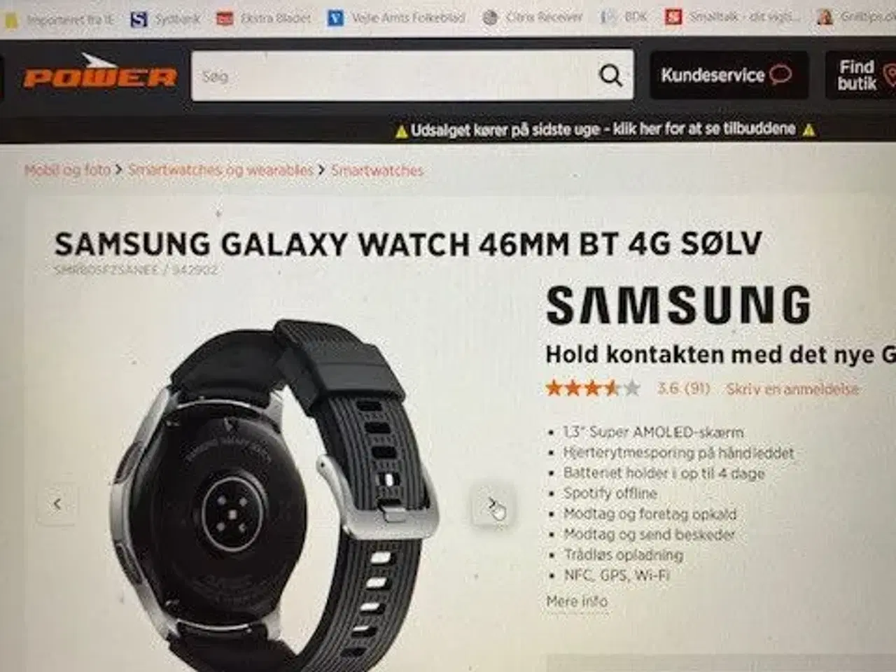 Billede 3 - Samsung smartwatch Galaxy 46mm BT 4 G sølv