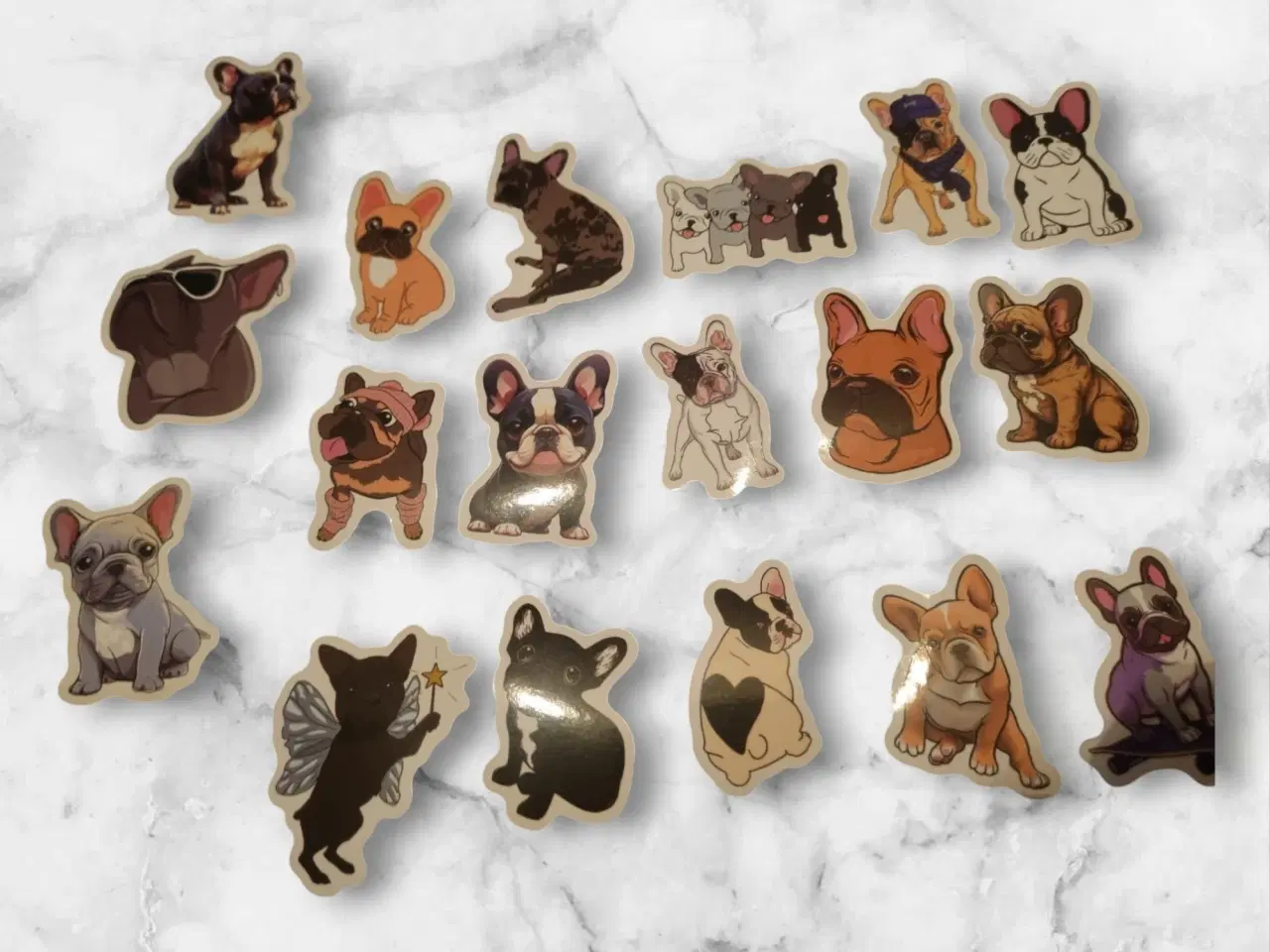 Billede 1 - Fransk Bulldog Klistermærke-Pakke – 10 Unikke Desi