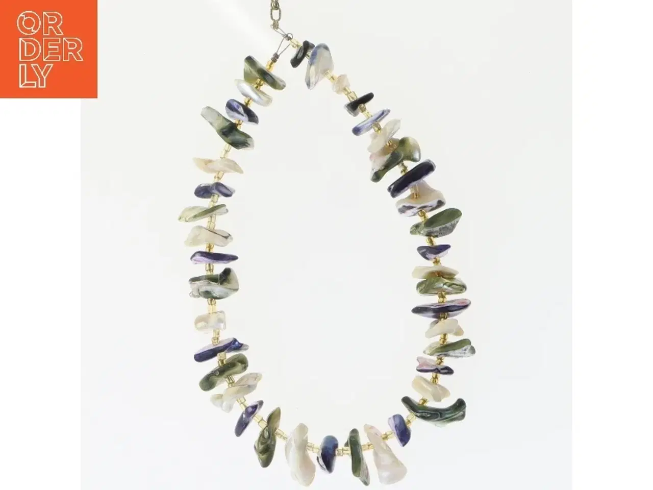 Billede 1 - Perlehalskæde med naturlige sten (str. 34 cm)