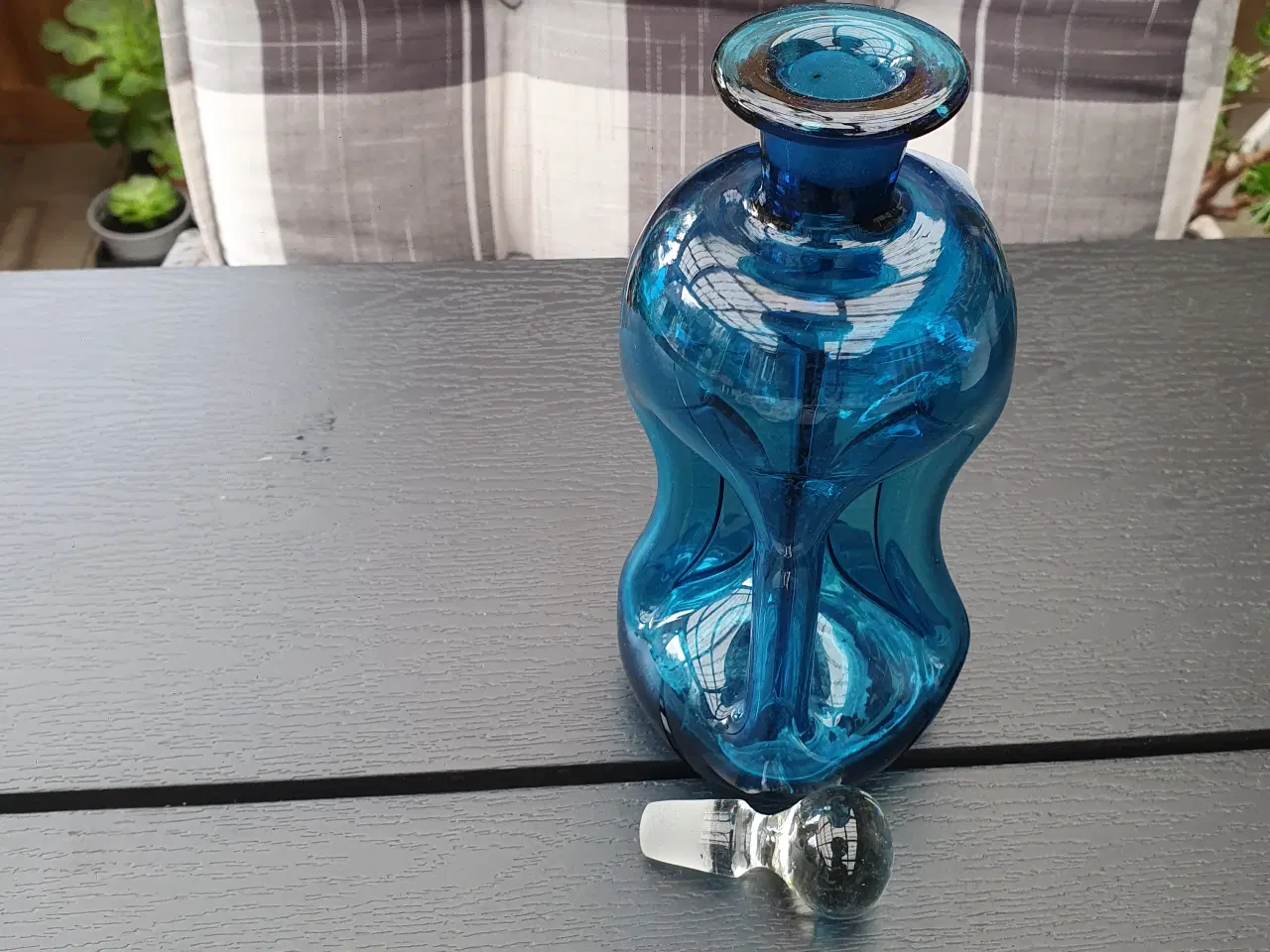 Billede 2 - Blå Holmegaard klukflaske