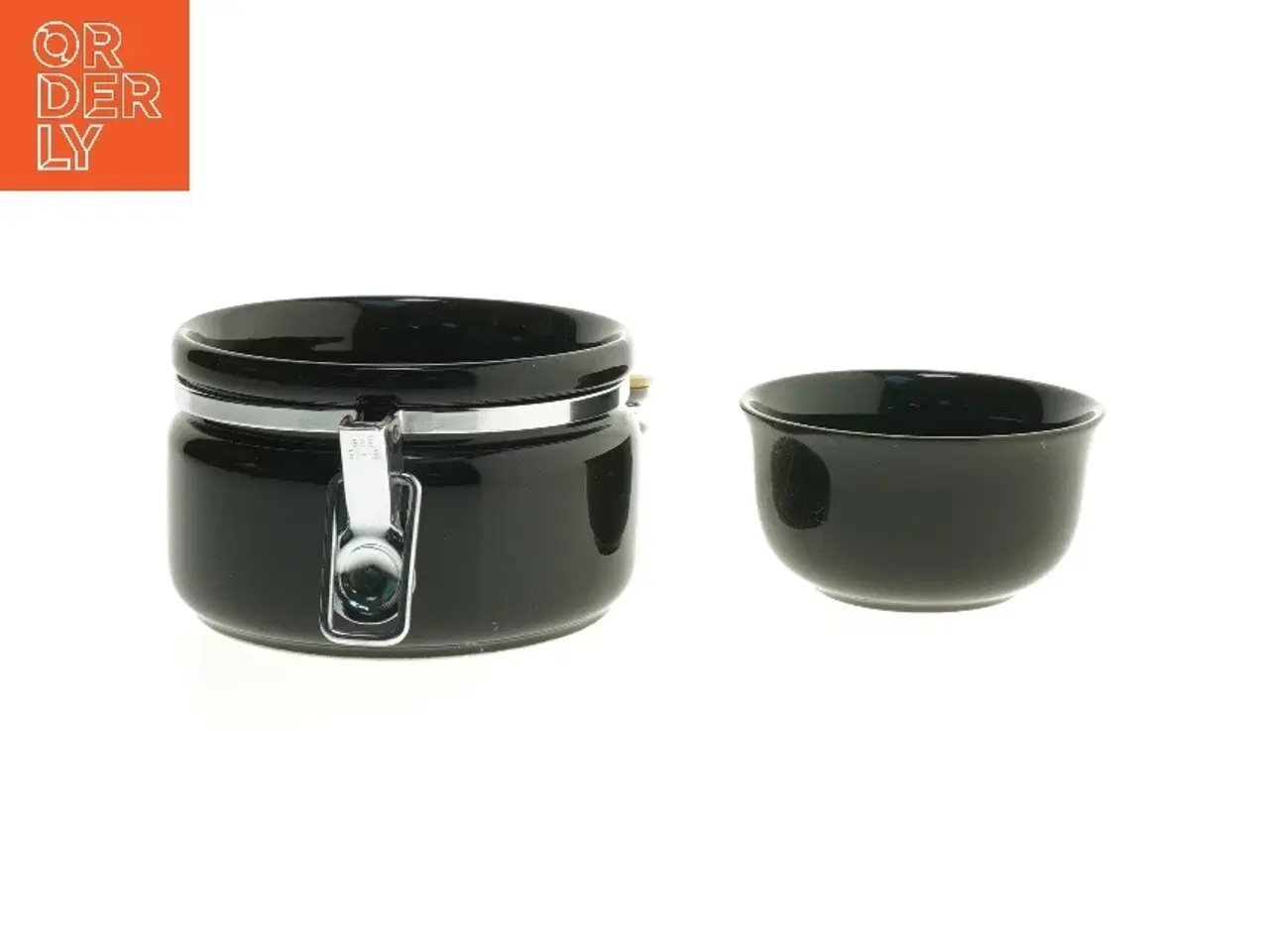 Billede 3 - Sort opbevaringsglas med låg fra Bee House Japan (str. Ø 13 cm)