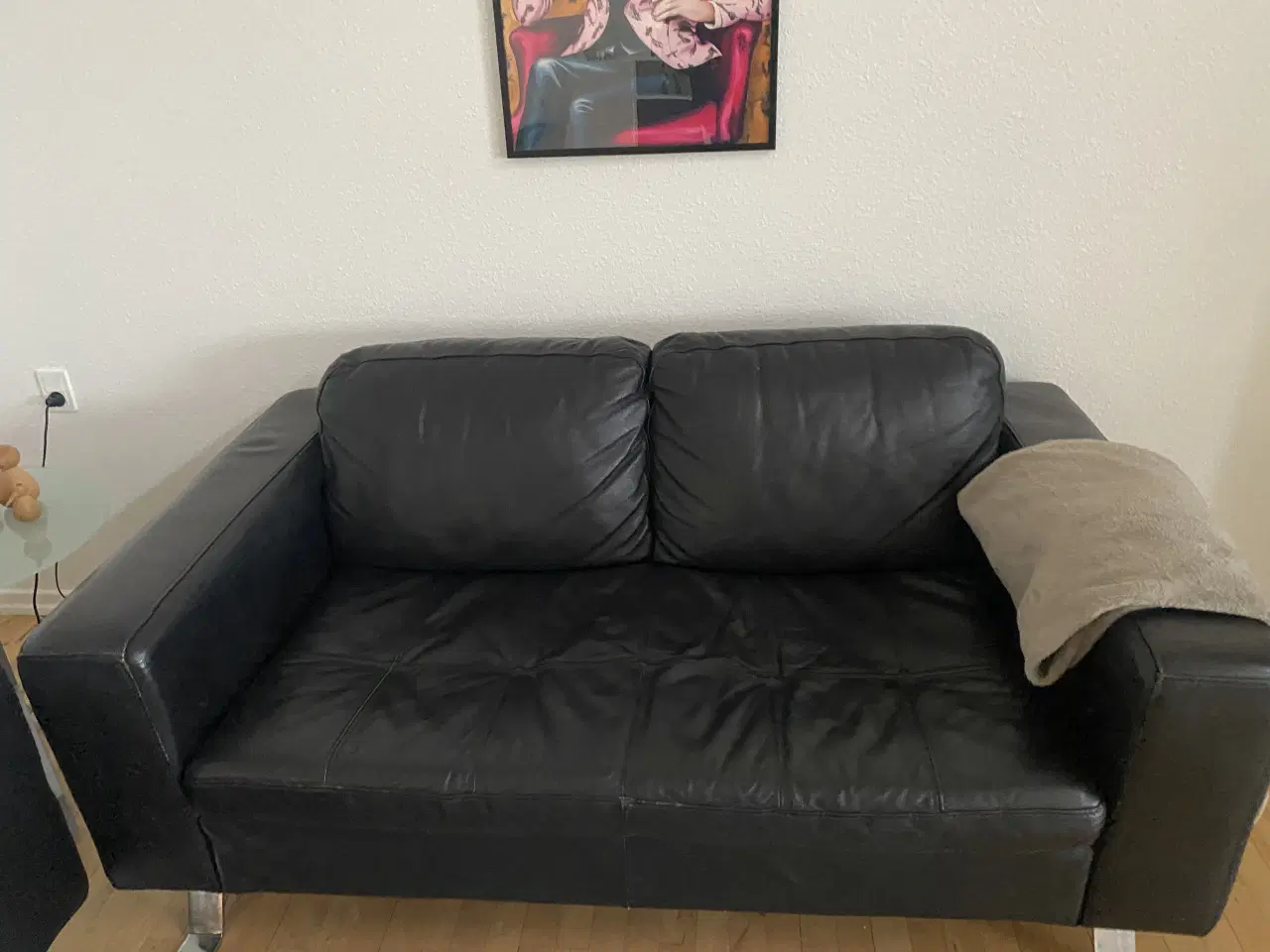 Billede 5 - 2 og 3 personers lædersofa med faste hynder