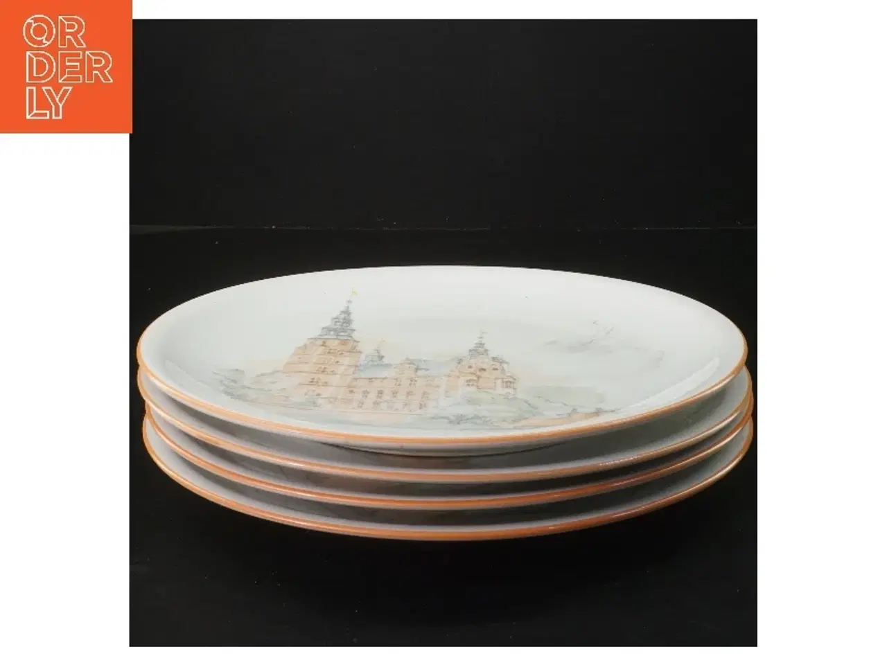 Billede 1 - Sæt fra Mads Stage af 4 dekorative tallerkener med Rosenborg motiv fra Rosenborg (str. 4 stk Ø 25,5 cm)