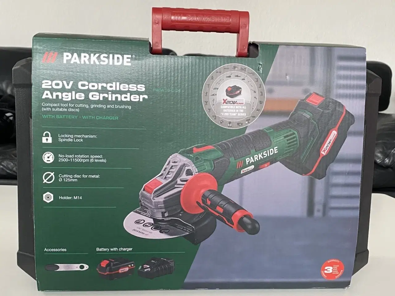 Billede 15 - Parkside X20V Team Vinkelsliber Batteridrevet Rød/