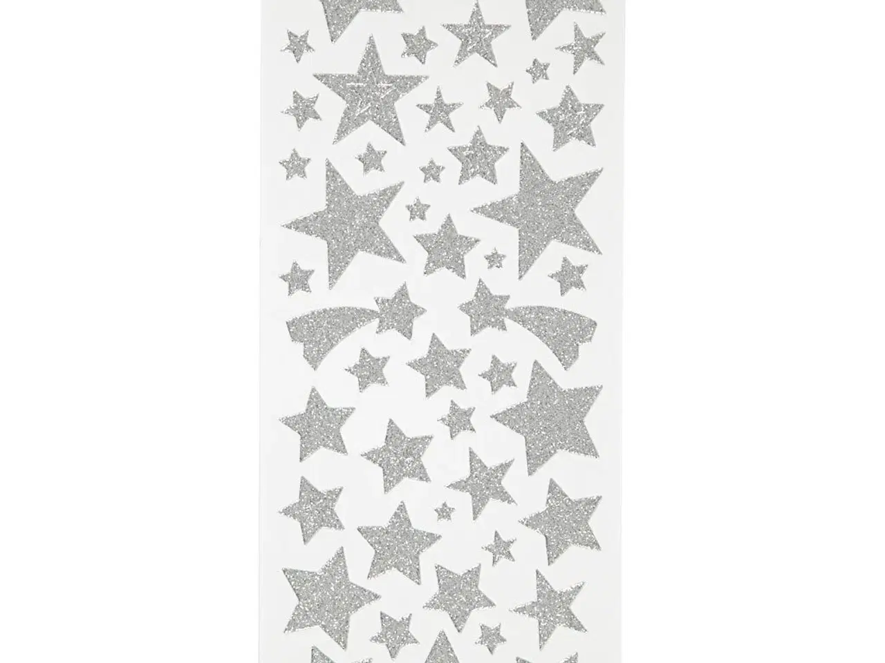 Billede 1 - Glitterstickers, stjerner, ark 10x24 cm, sølv, 2ark/ 1 pk.