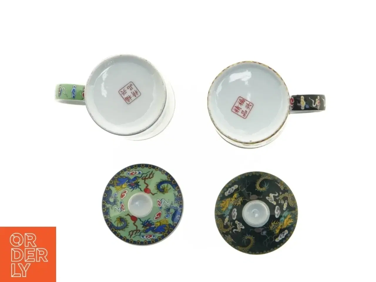 Billede 7 - Dekorerede porcelænskrus med låg (str. 14,5 x 7,5 x 11 cm)