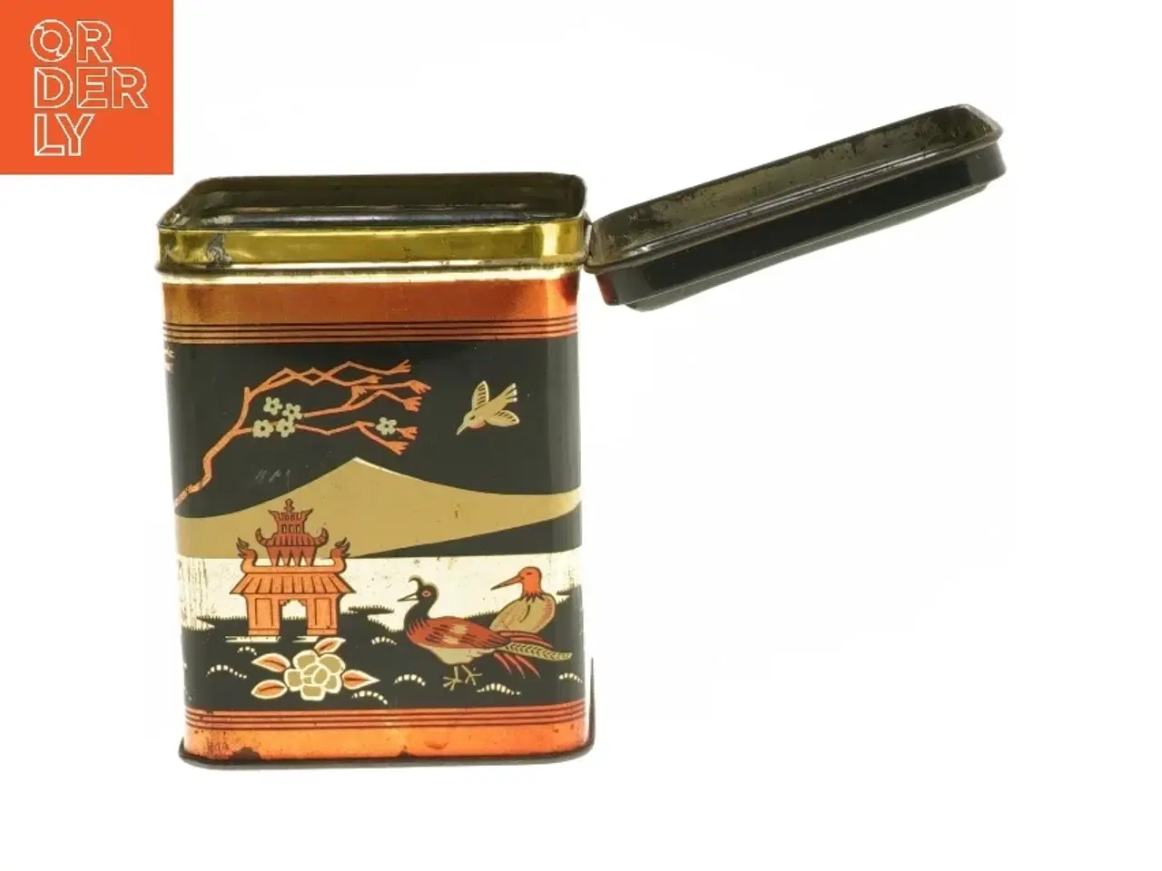 Billede 3 - Dekorativ metaldåse med japansk motiv (str. 12x9x9 cm)