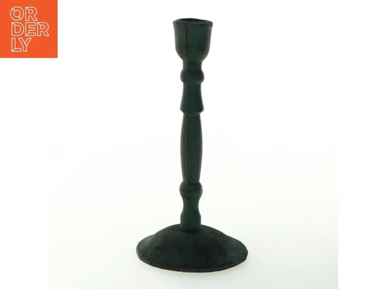 Billede 1 - Grøn lysestage i jern (str. Højde. 20 cm. ø. 9 cm)