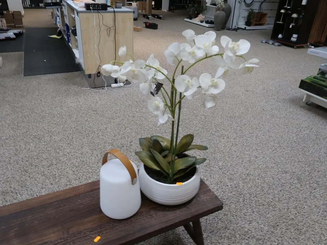 Billede 1 - Kunstig Plante i Krukke samt LED Lampe