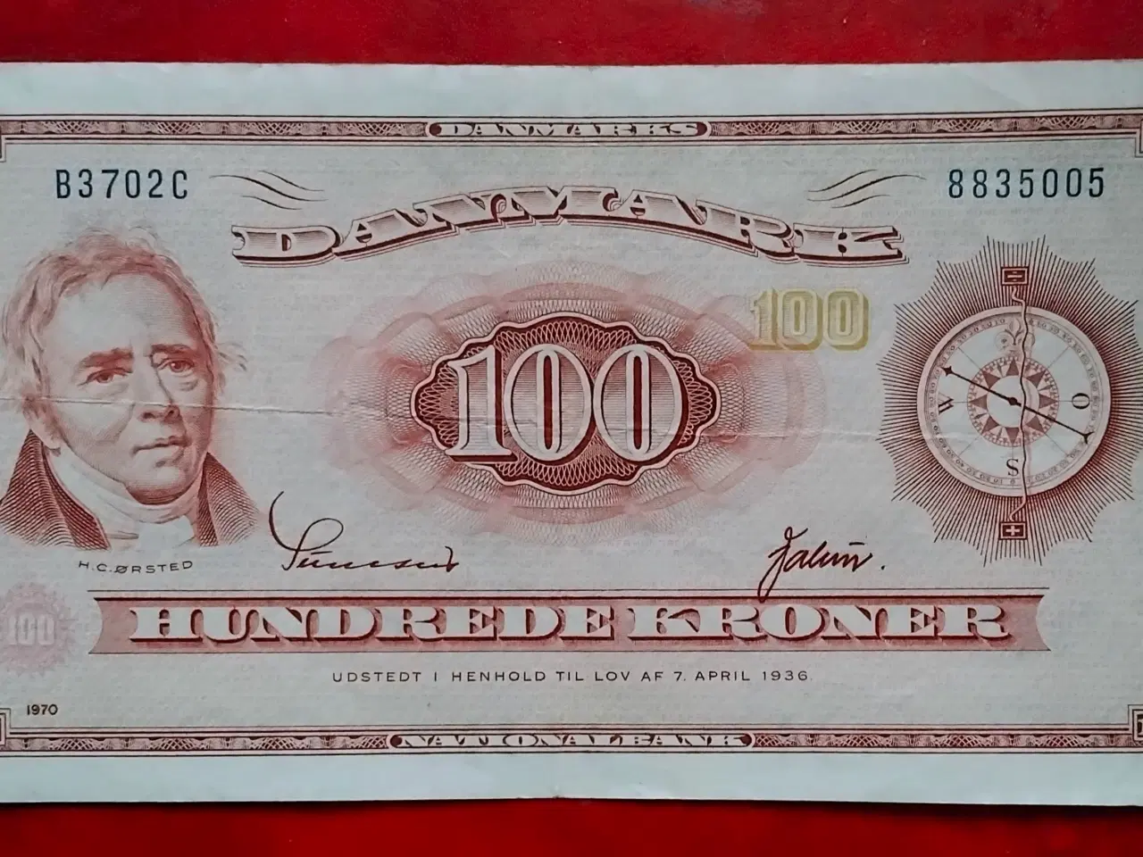 Billede 1 - 100 KRONE 1970 Hans Christian Ørsted p46, SIEG 137