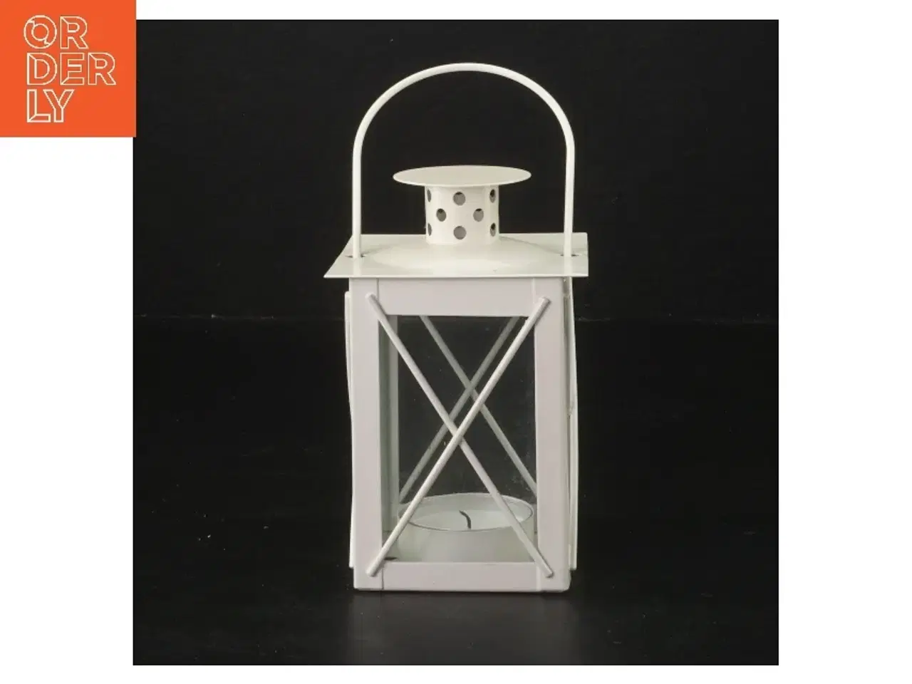 Billede 1 - Hvid lanterne til fyrfadslys (str. 12 cm)