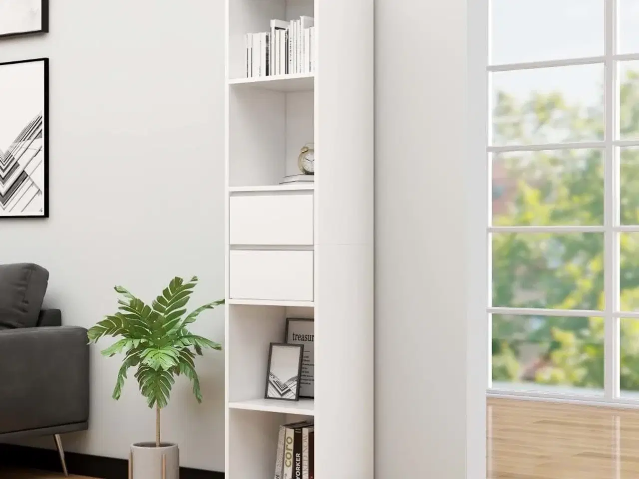 Billede 1 - Bogreol 36x30x171 cm konstrueret træ hvid