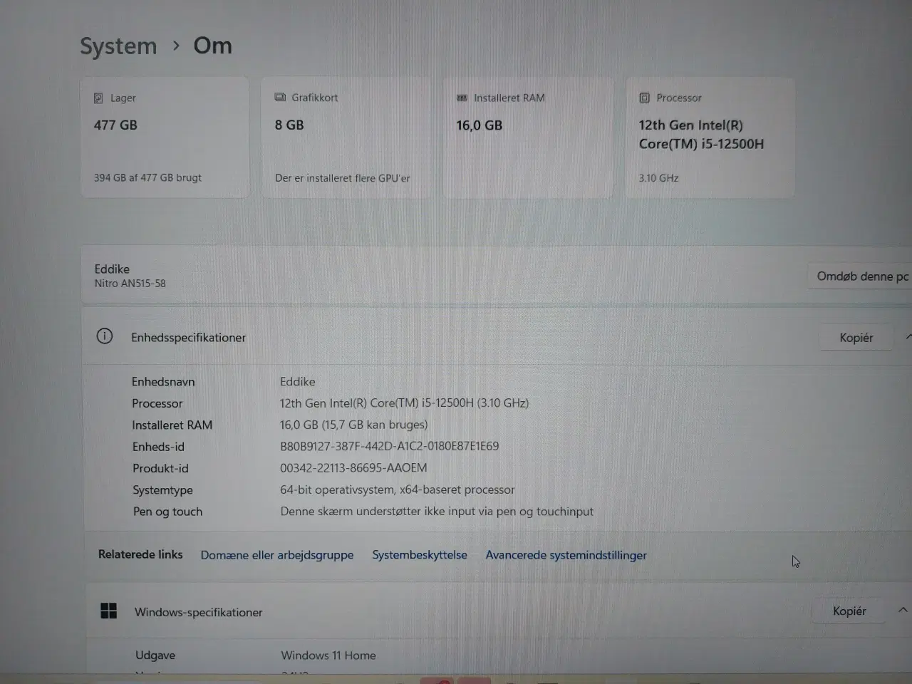 Billede 4 - Acer gamer bærbar m. 8 Gb 4060 grafikkort