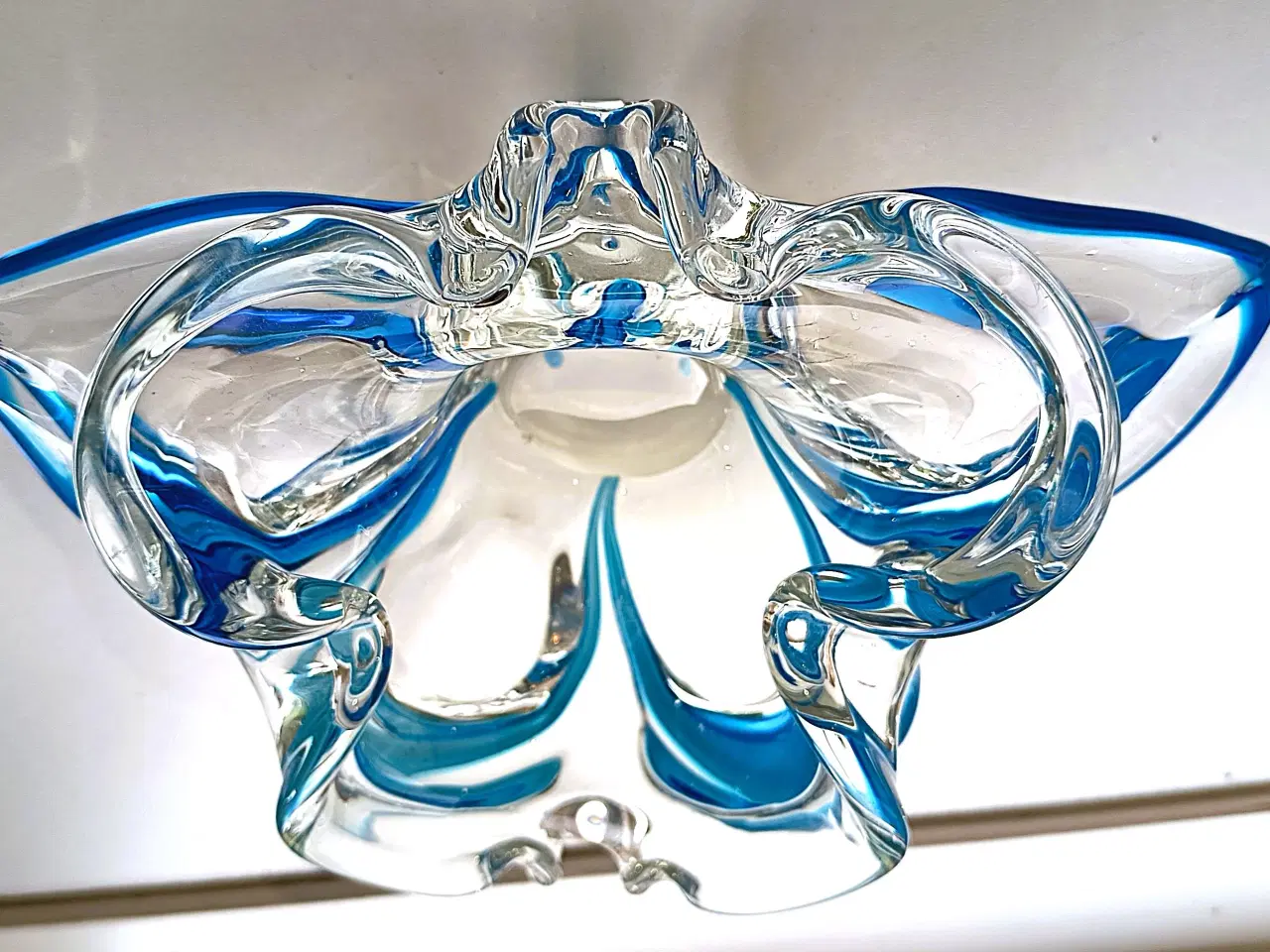 Billede 1 - Murano Glas skål med blå og klar farve.