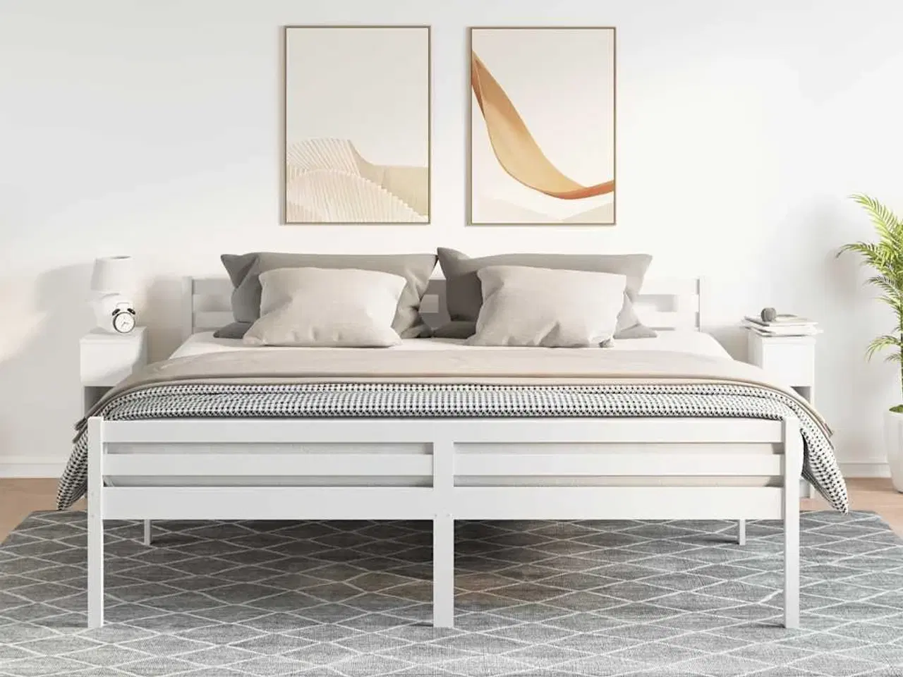 Billede 3 - Sengeborde med skuffe 2 stk. 20x36x60 cm hvid