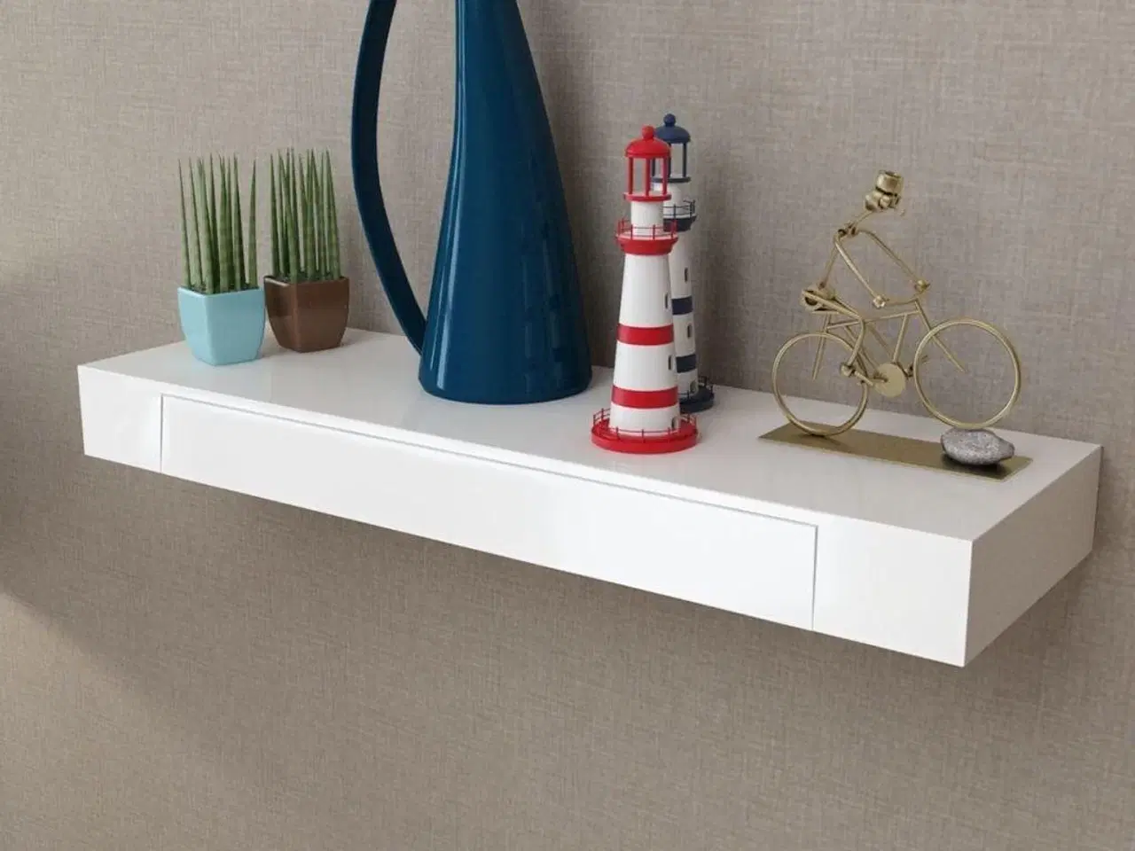 Billede 3 - Væghylde med 1 skuffe MDF hvid