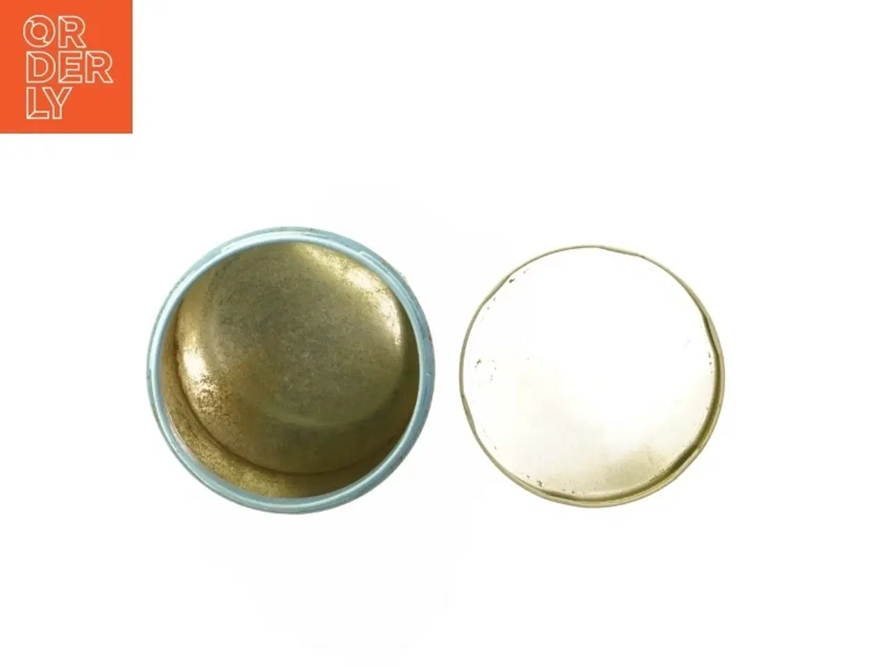 Billede 4 - Malet rund metalbeholder med låg fra Irma (str. Ø. 11,5 cm. længde, 15 cm)