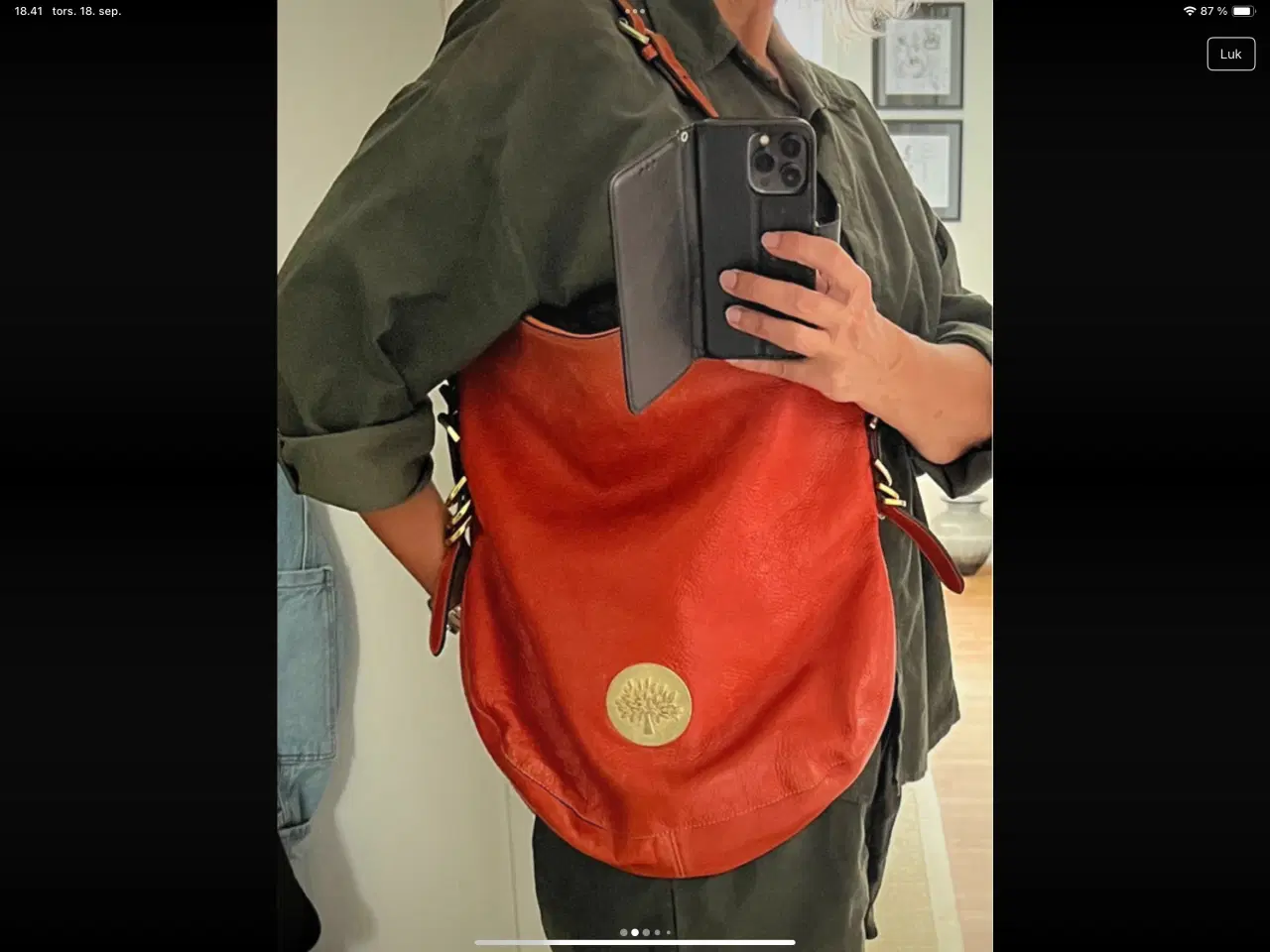 Billede 2 - Flot Orange Mulberry taske.