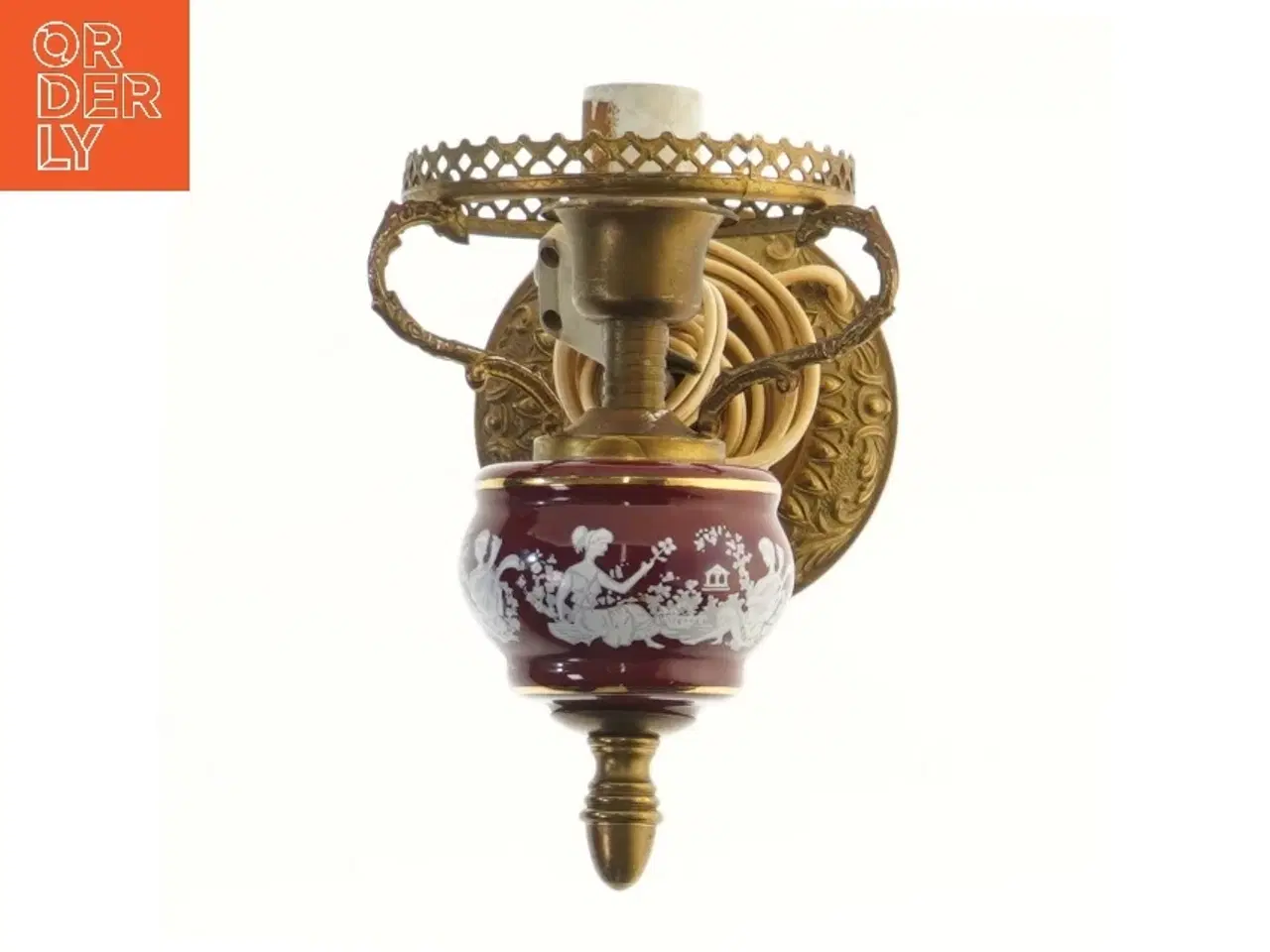 Billede 1 - Vintage væglampe med porcelænsskærm (str. 15x17 cm)