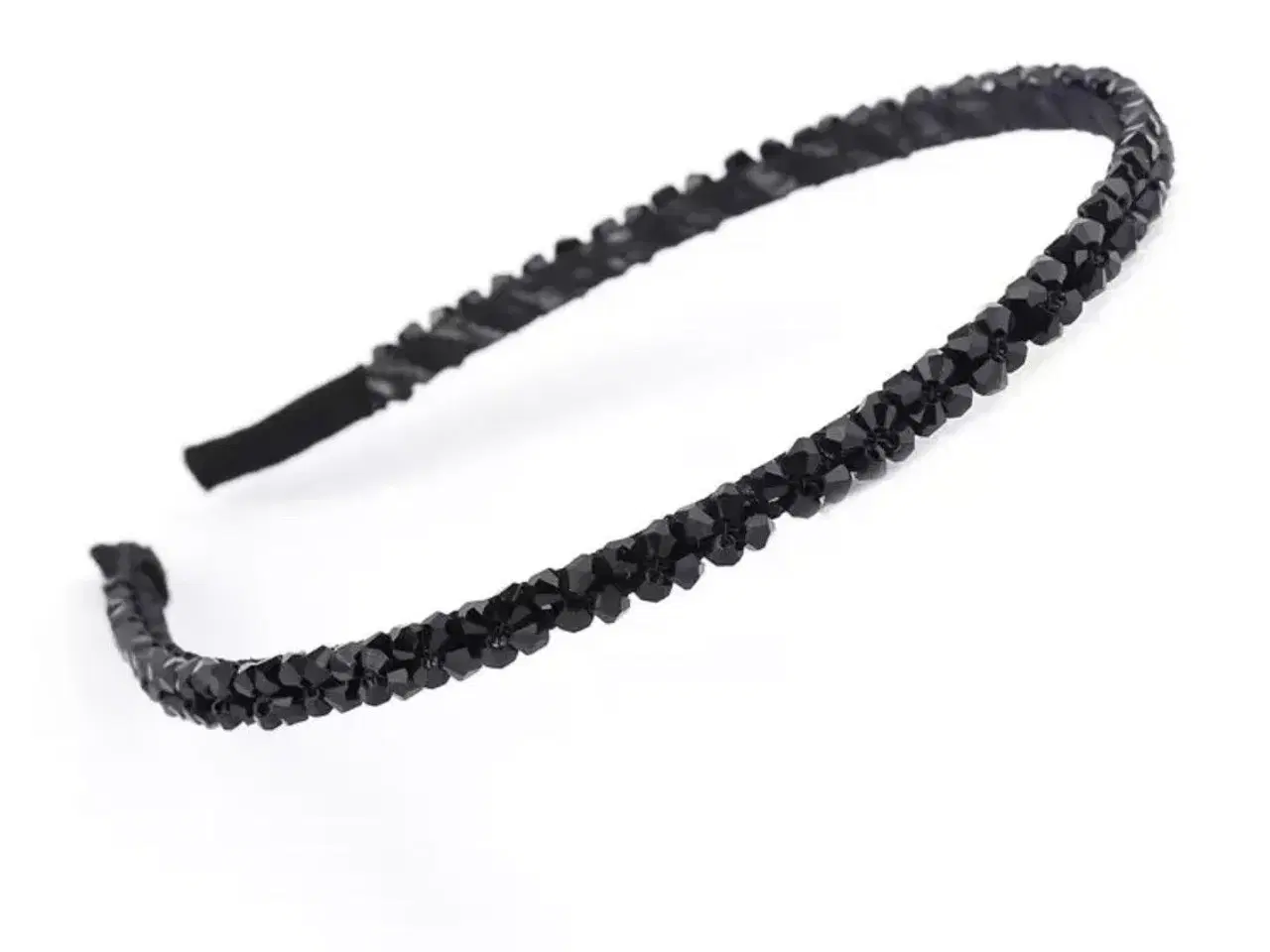 Billede 3 - Hårbøjle smuk sort hårbøjle med glas-look perler