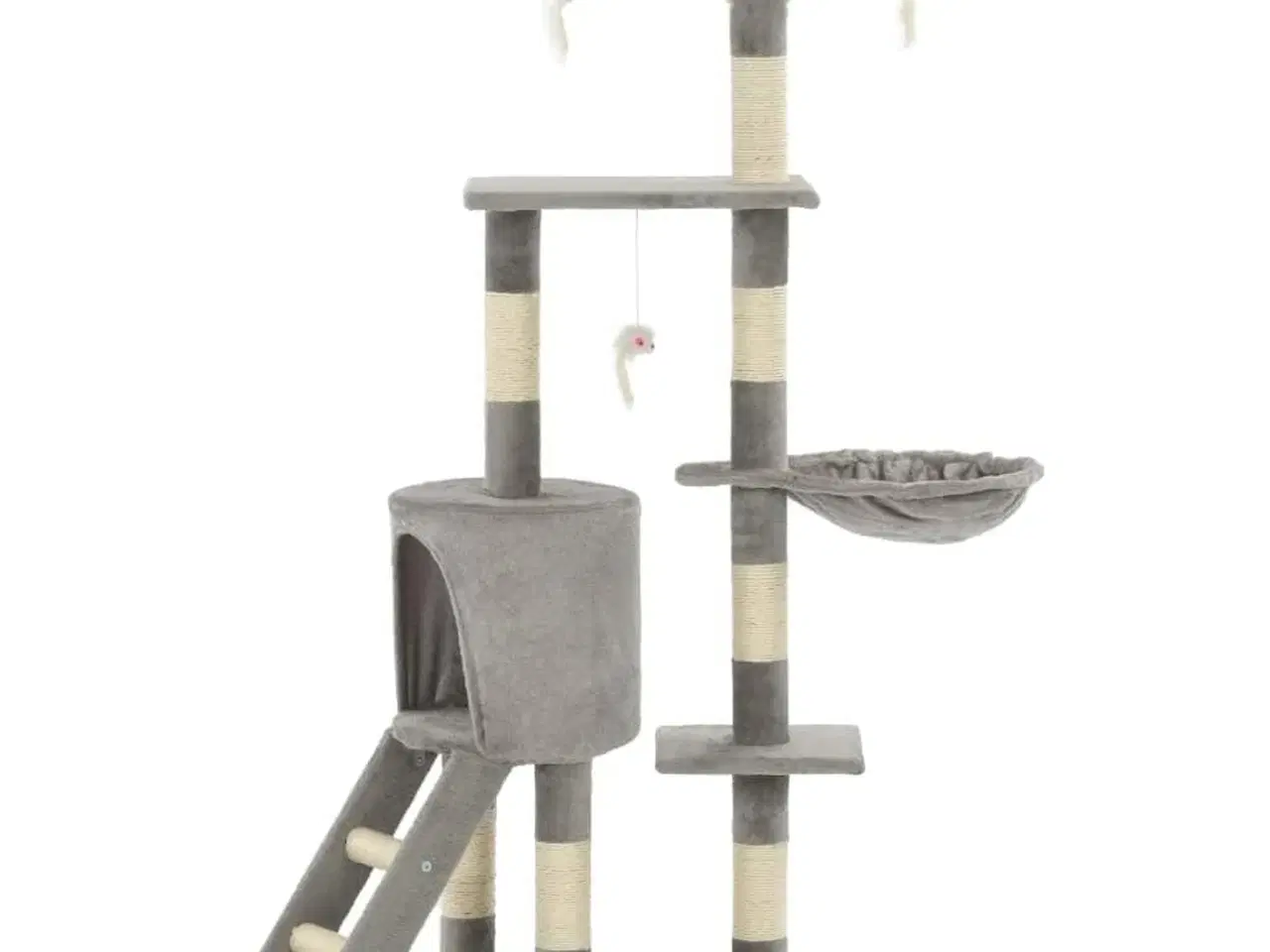 Billede 3 - Kradsetræ til katte med sisal-kradsestolper 138 cm grå
