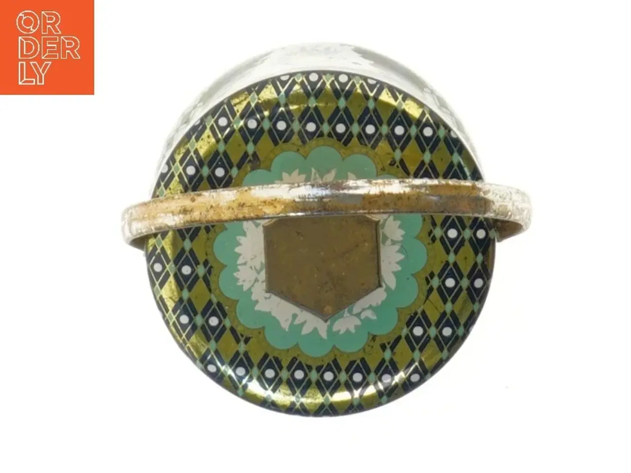 Billede 4 - Antik blik dåse med låg (str. Ø 9 cm længde 11 cm)